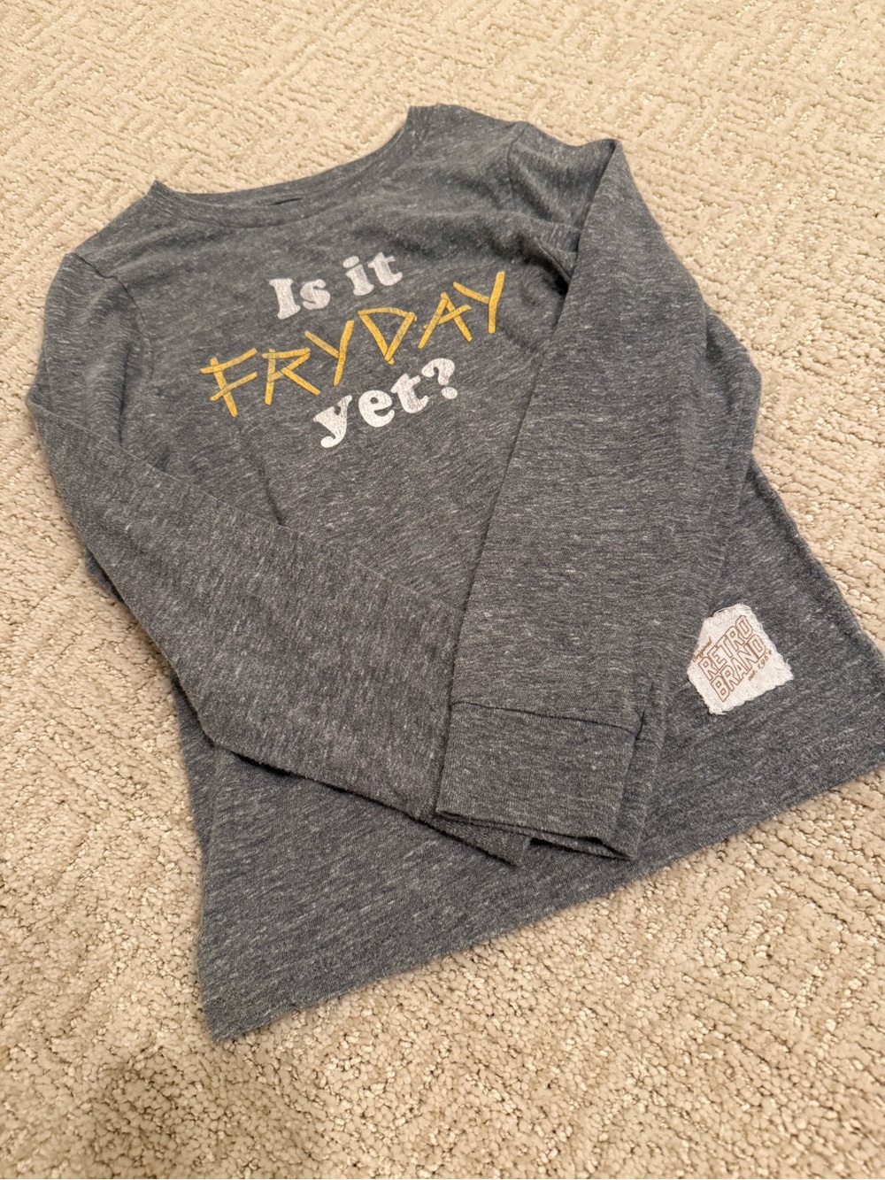 Original Retro Brand Gray Graphic Crewneck Tee with Yellow Accent